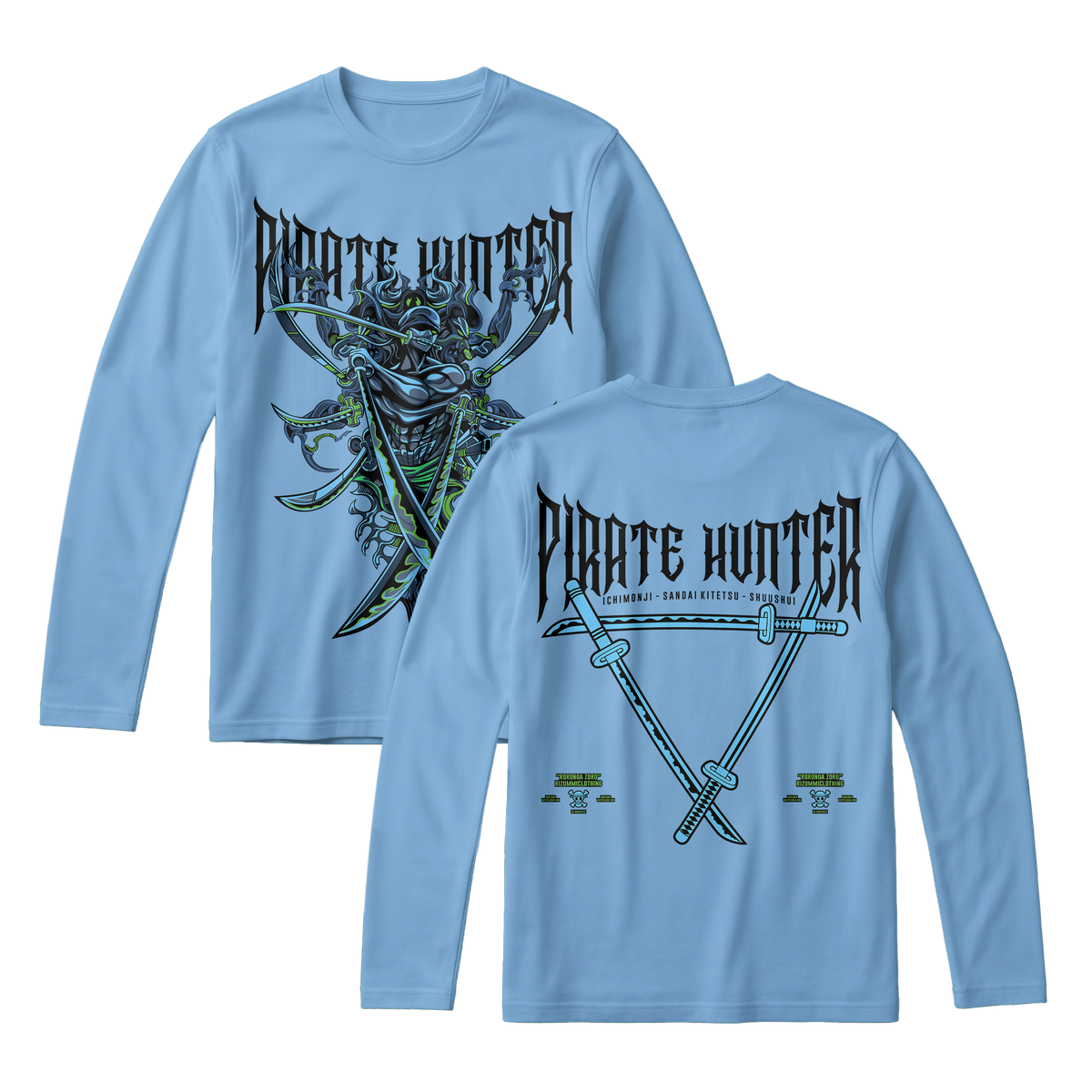 Anime One Piece Roronoa Zoro Pirates Hunter Long Sleeve Tee - RZM010