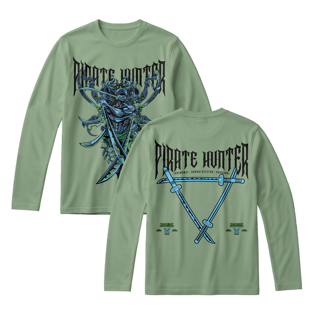 Anime One Piece Roronoa Zoro Pirates Hunter Long Sleeve Tee - RZM010