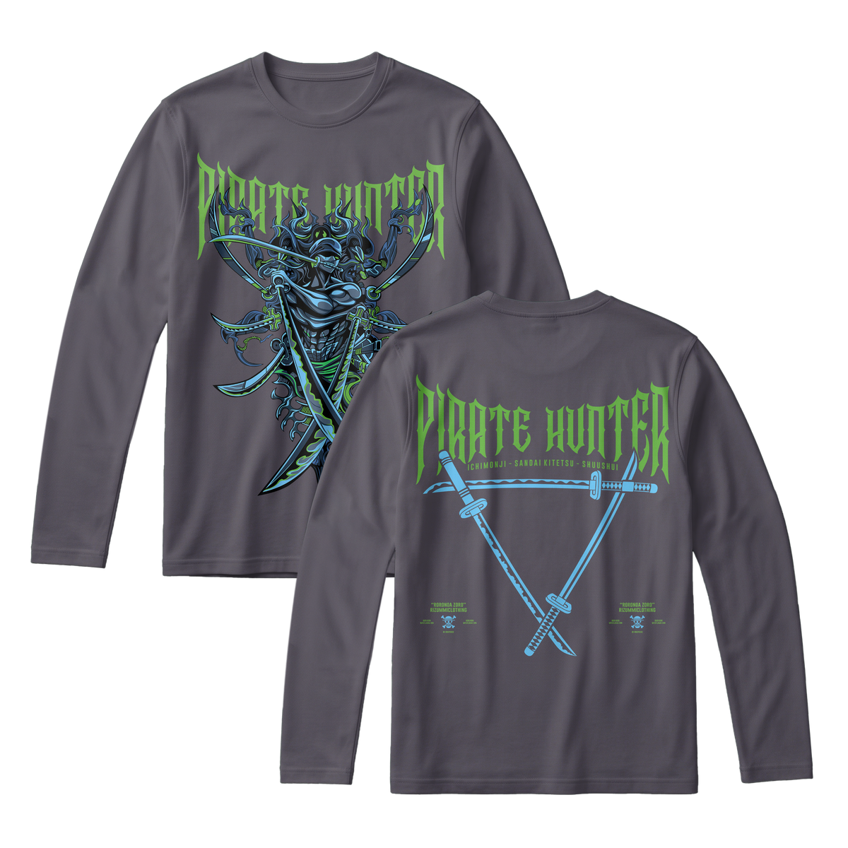 Anime One Piece Roronoa Zoro Pirates Hunter Long Sleeve Tee - RZM010