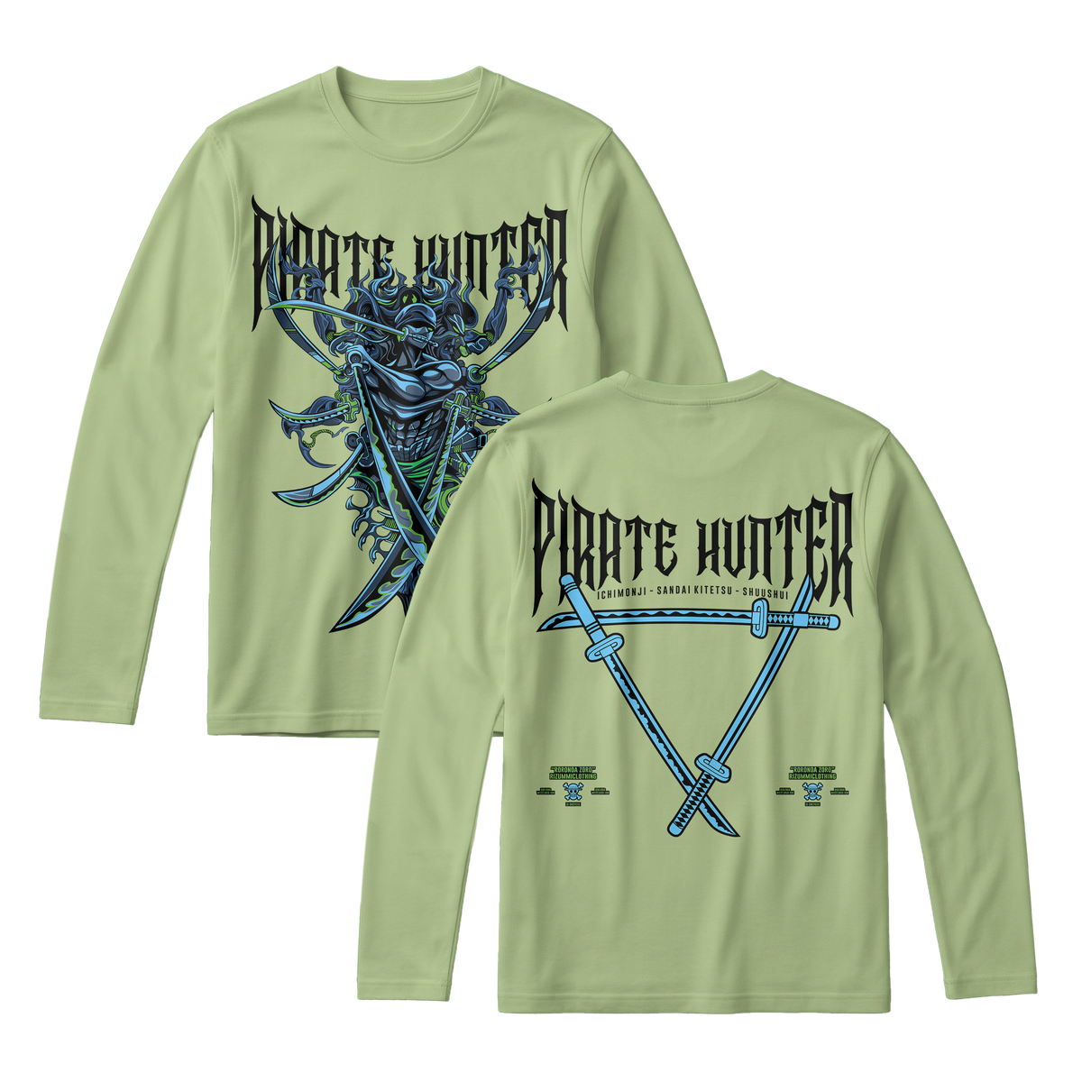 Anime One Piece Roronoa Zoro Pirates Hunter Long Sleeve Tee - RZM010