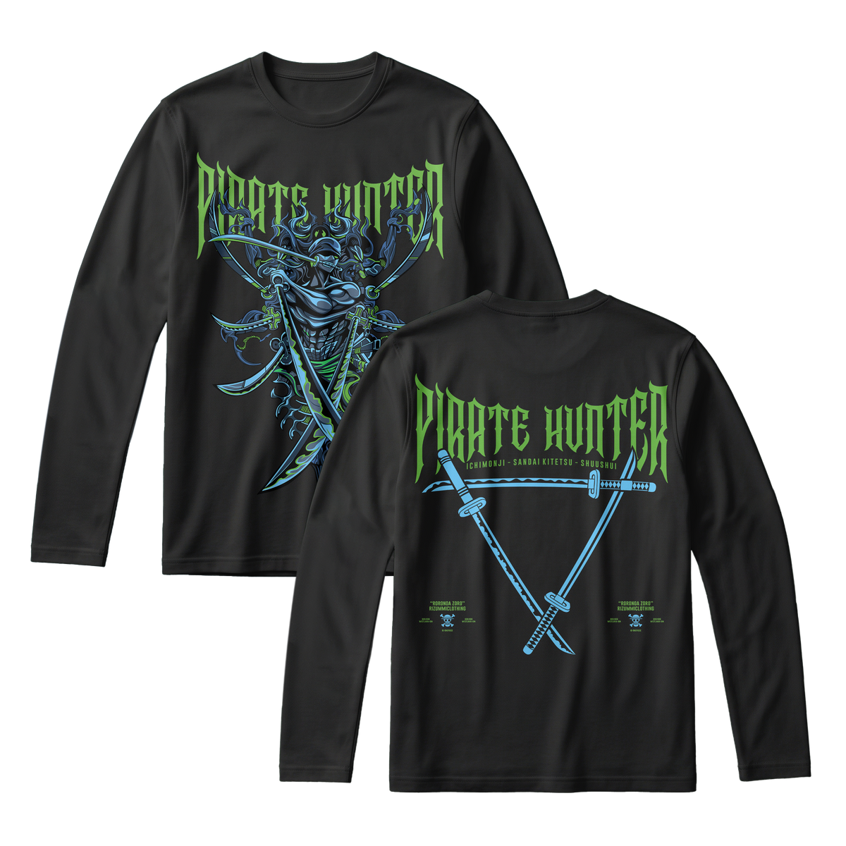 Anime One Piece Roronoa Zoro Pirates Hunter Long Sleeve Tee - RZM010