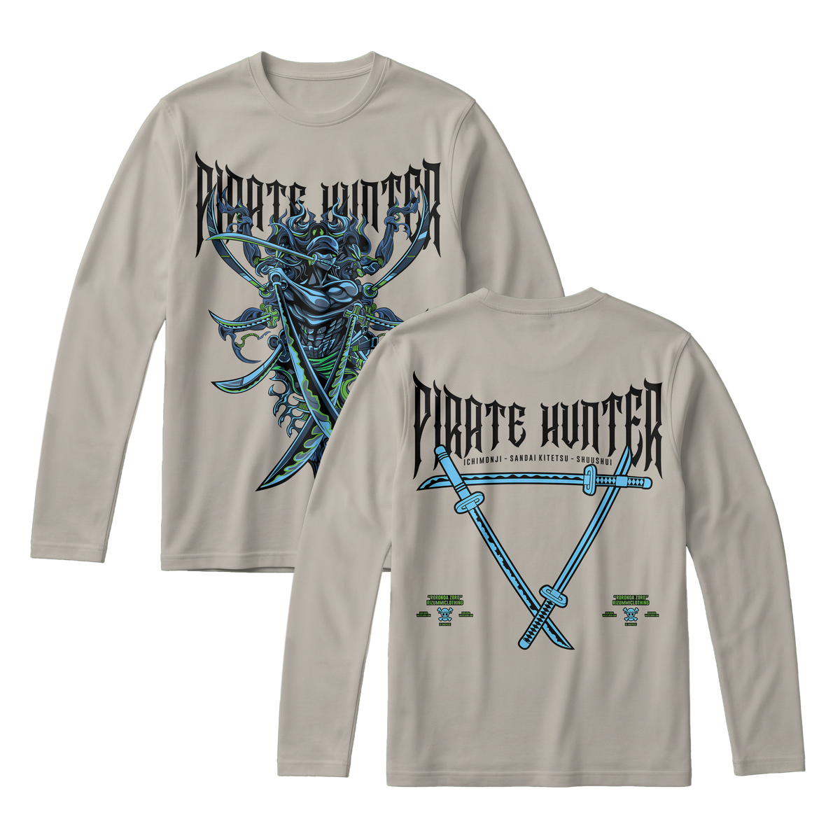 Anime One Piece Roronoa Zoro Pirates Hunter Long Sleeve Tee - RZM010