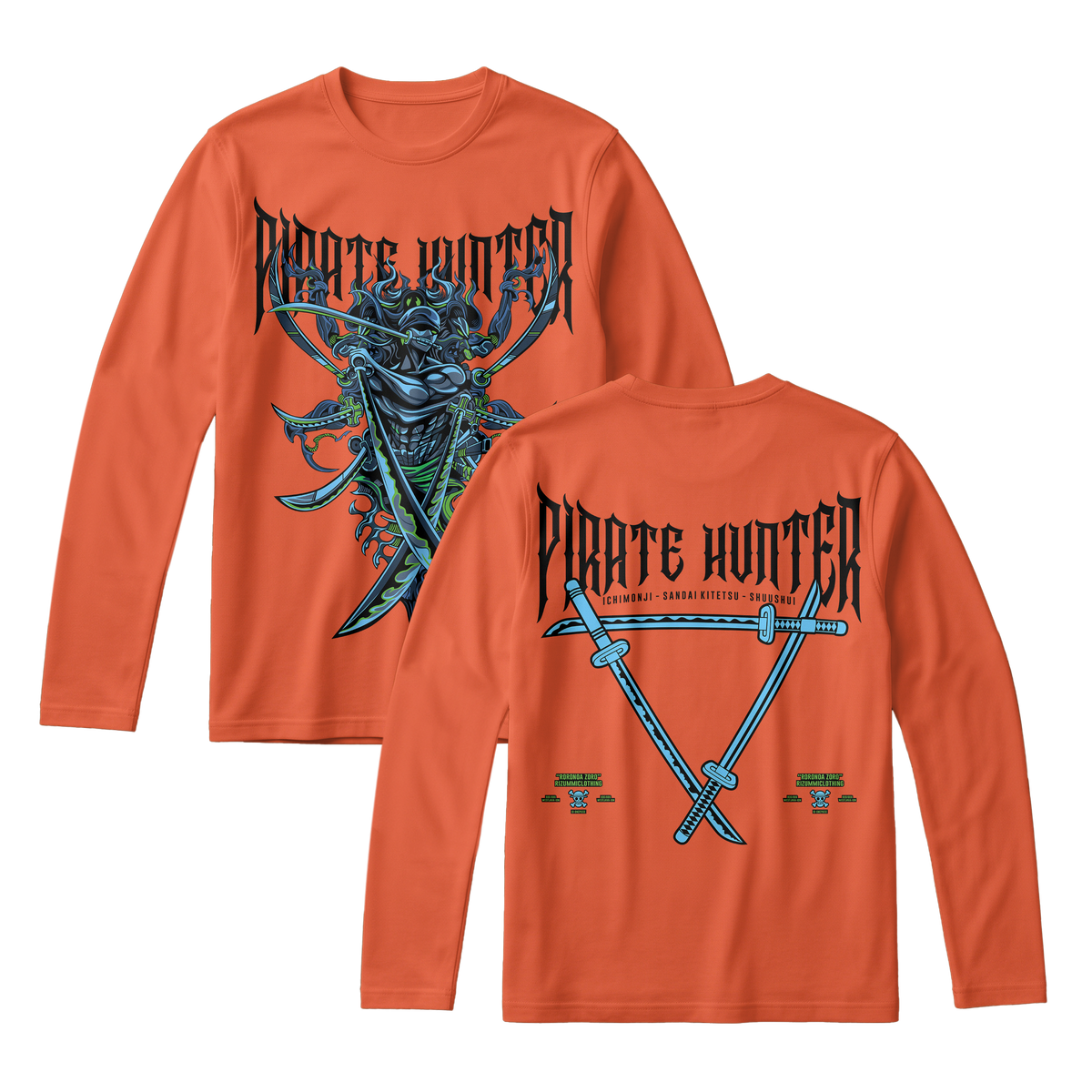 Anime One Piece Roronoa Zoro Pirates Hunter Long Sleeve Tee - RZM010