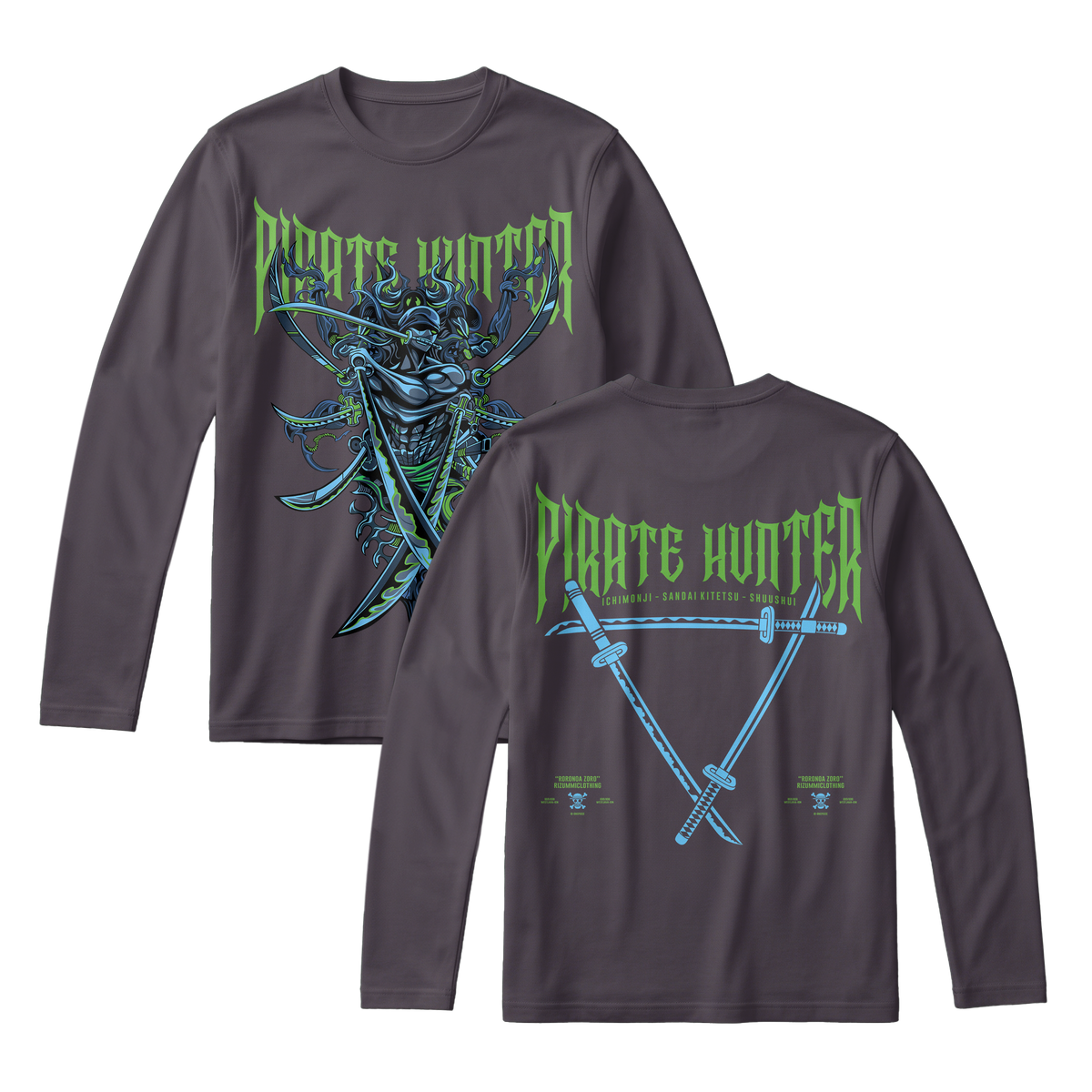 Anime One Piece Roronoa Zoro Pirates Hunter Long Sleeve Tee - RZM010