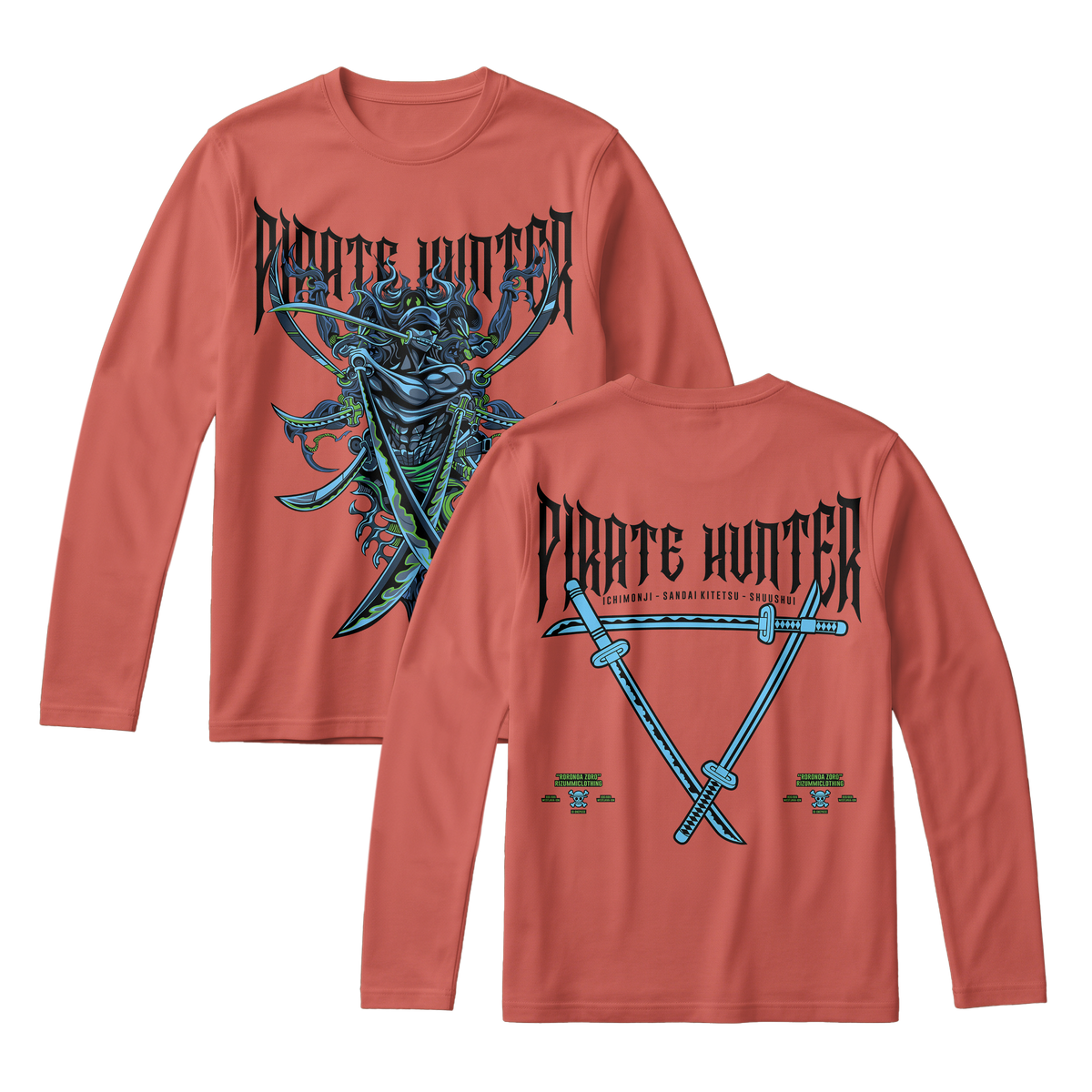 Anime One Piece Roronoa Zoro Pirates Hunter Long Sleeve Tee - RZM010