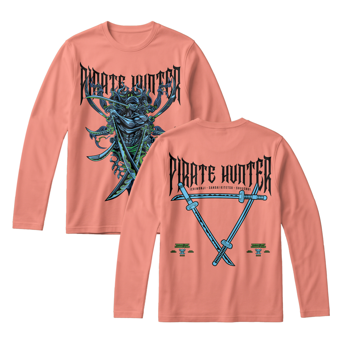 Anime One Piece Roronoa Zoro Pirates Hunter Long Sleeve Tee - RZM010