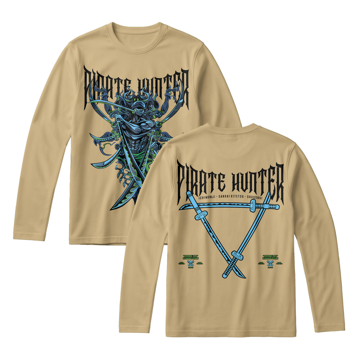 Anime One Piece Roronoa Zoro Pirates Hunter Long Sleeve Tee - RZM010