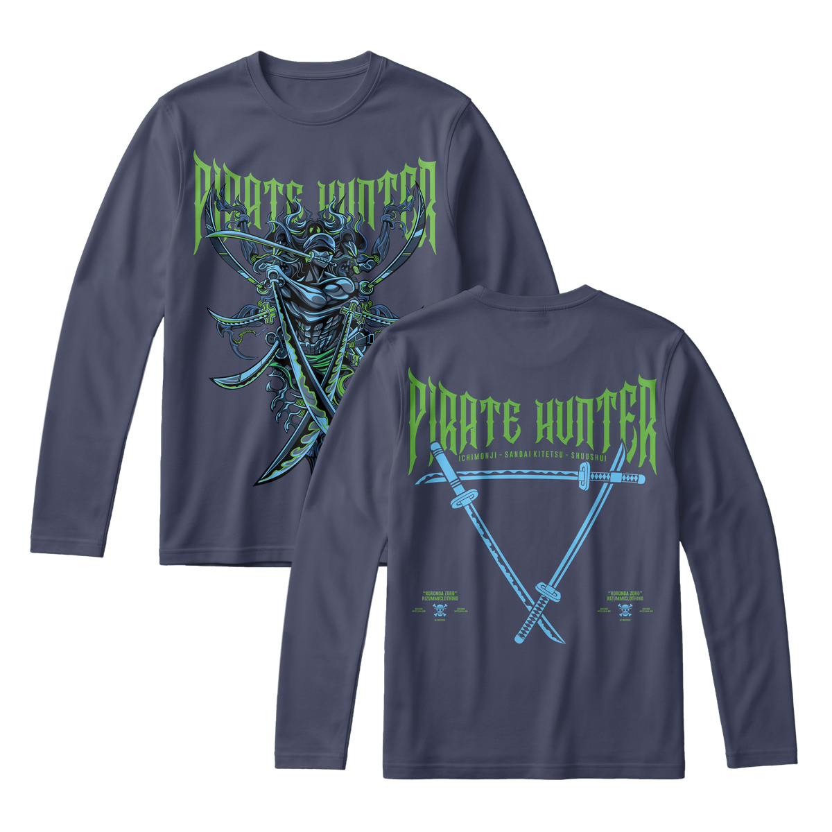 Anime One Piece Roronoa Zoro Pirates Hunter Long Sleeve Tee - RZM010