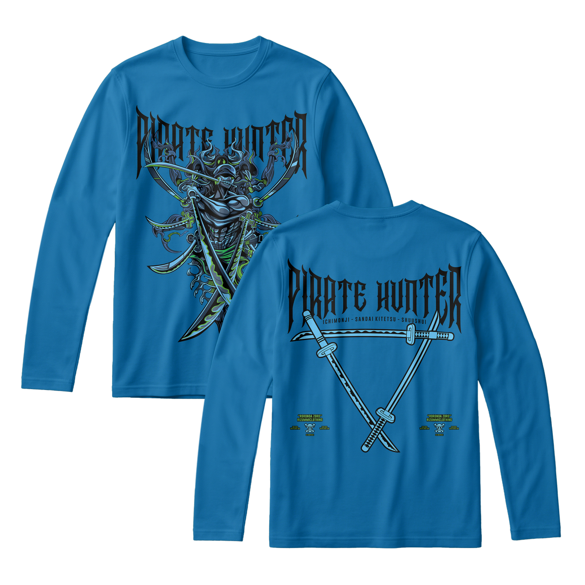Anime One Piece Roronoa Zoro Pirates Hunter Long Sleeve Tee - RZM010