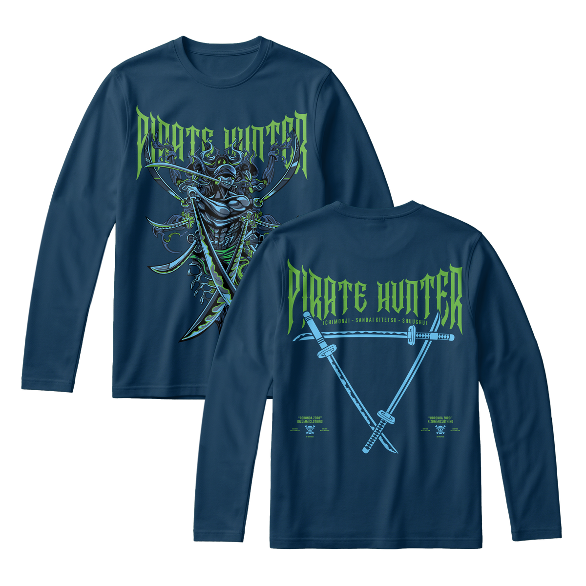 Anime One Piece Roronoa Zoro Pirates Hunter Long Sleeve Tee - RZM010