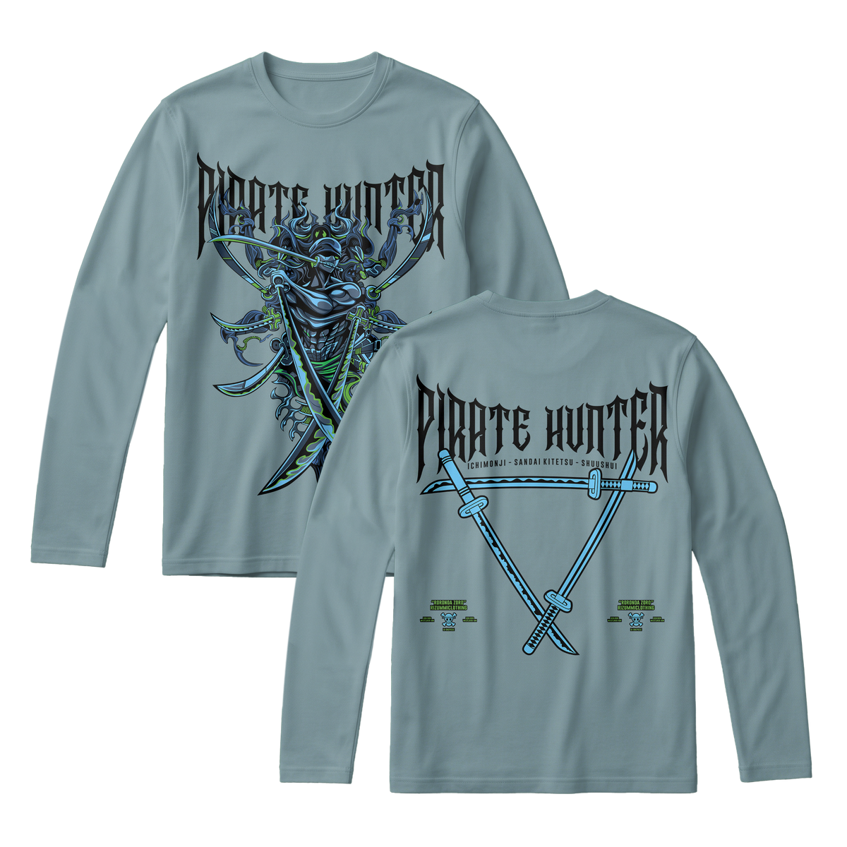 Anime One Piece Roronoa Zoro Pirates Hunter Long Sleeve Tee - RZM010