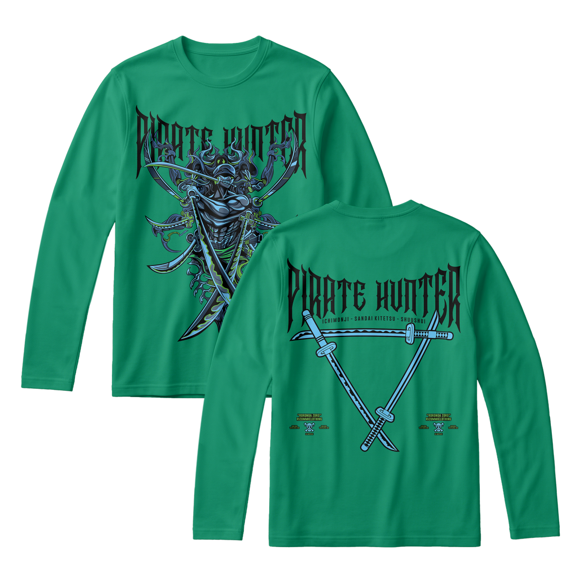 Anime One Piece Roronoa Zoro Pirates Hunter Long Sleeve Tee - RZM010