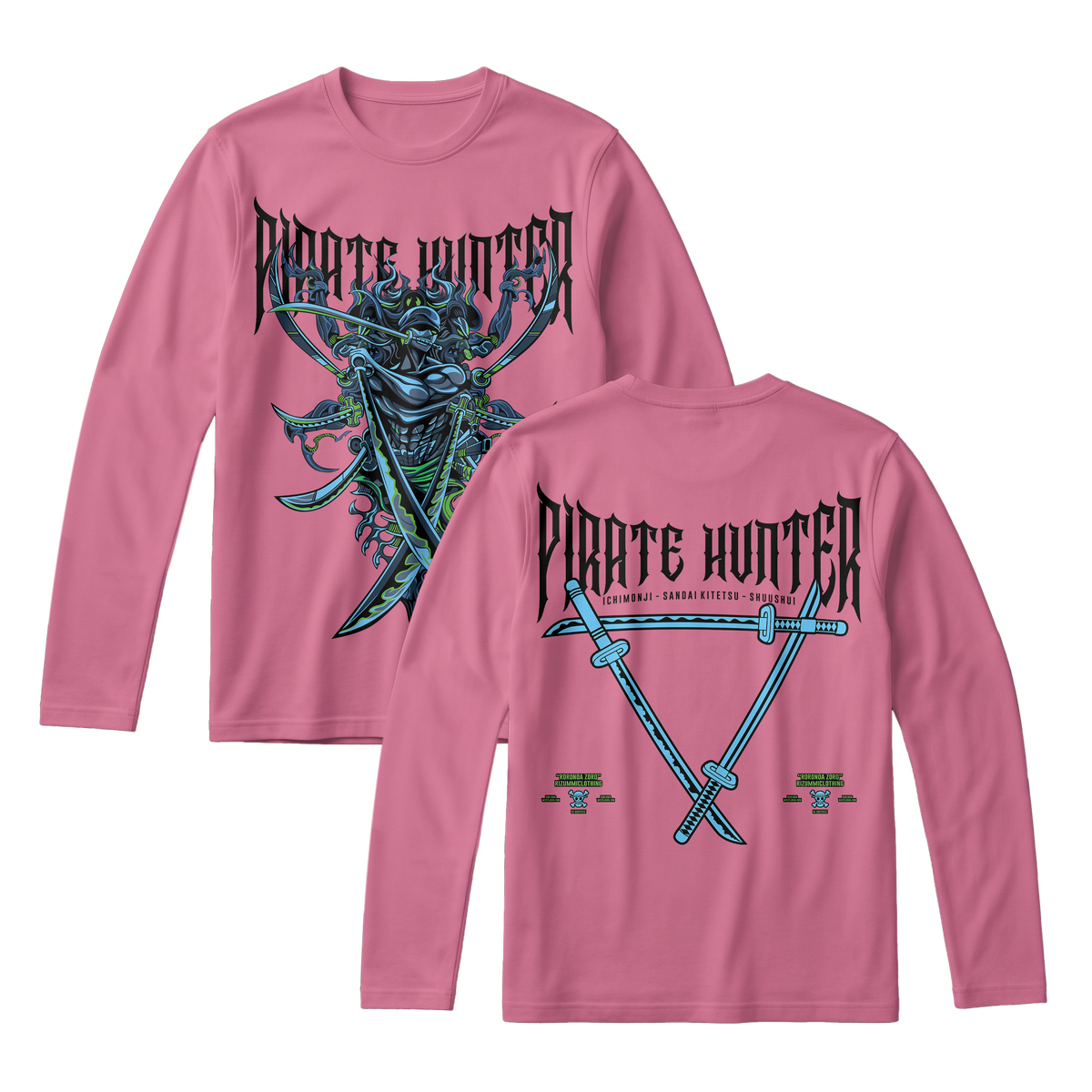 Anime One Piece Roronoa Zoro Pirates Hunter Long Sleeve Tee - RZM010