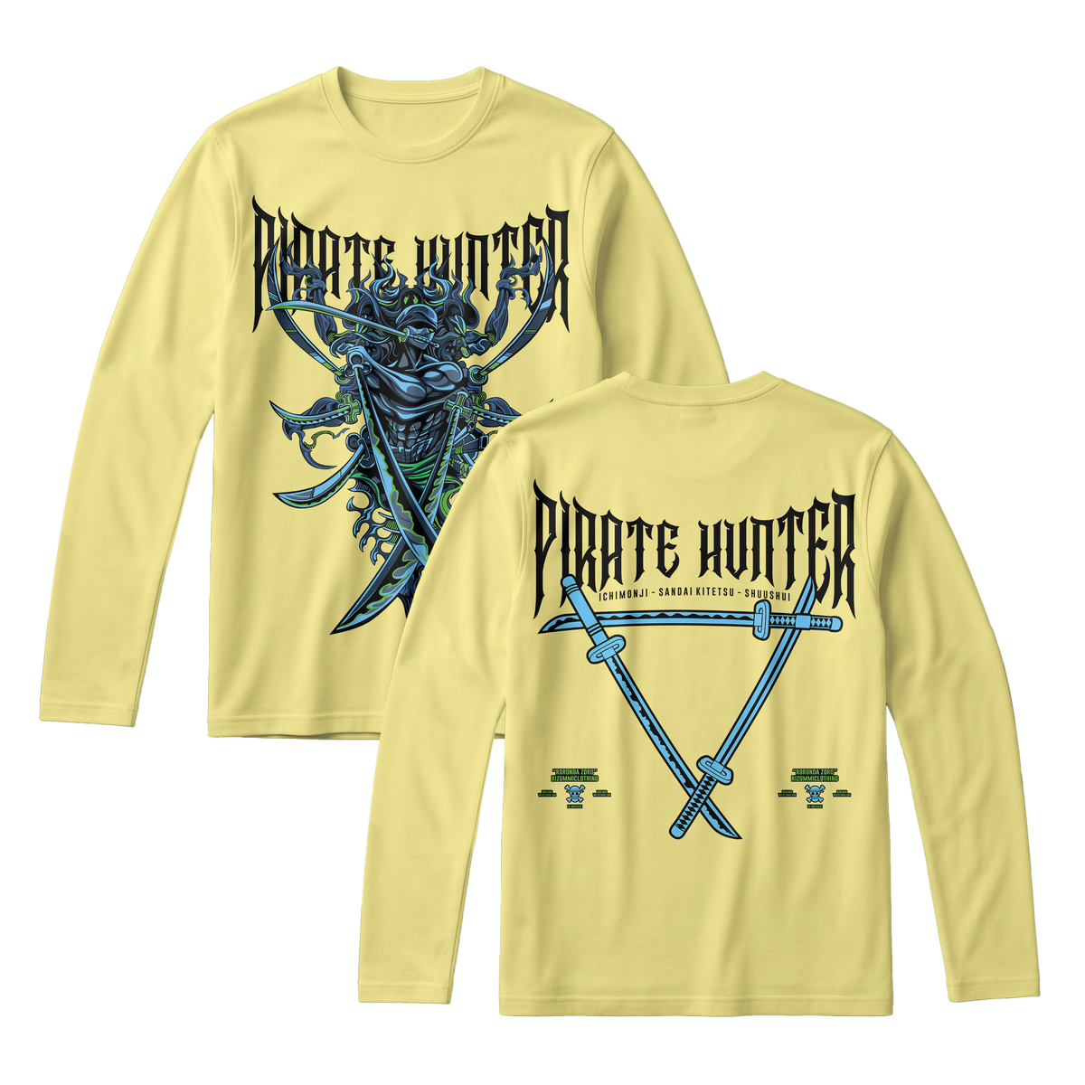 Anime One Piece Roronoa Zoro Pirates Hunter Long Sleeve Tee - RZM010