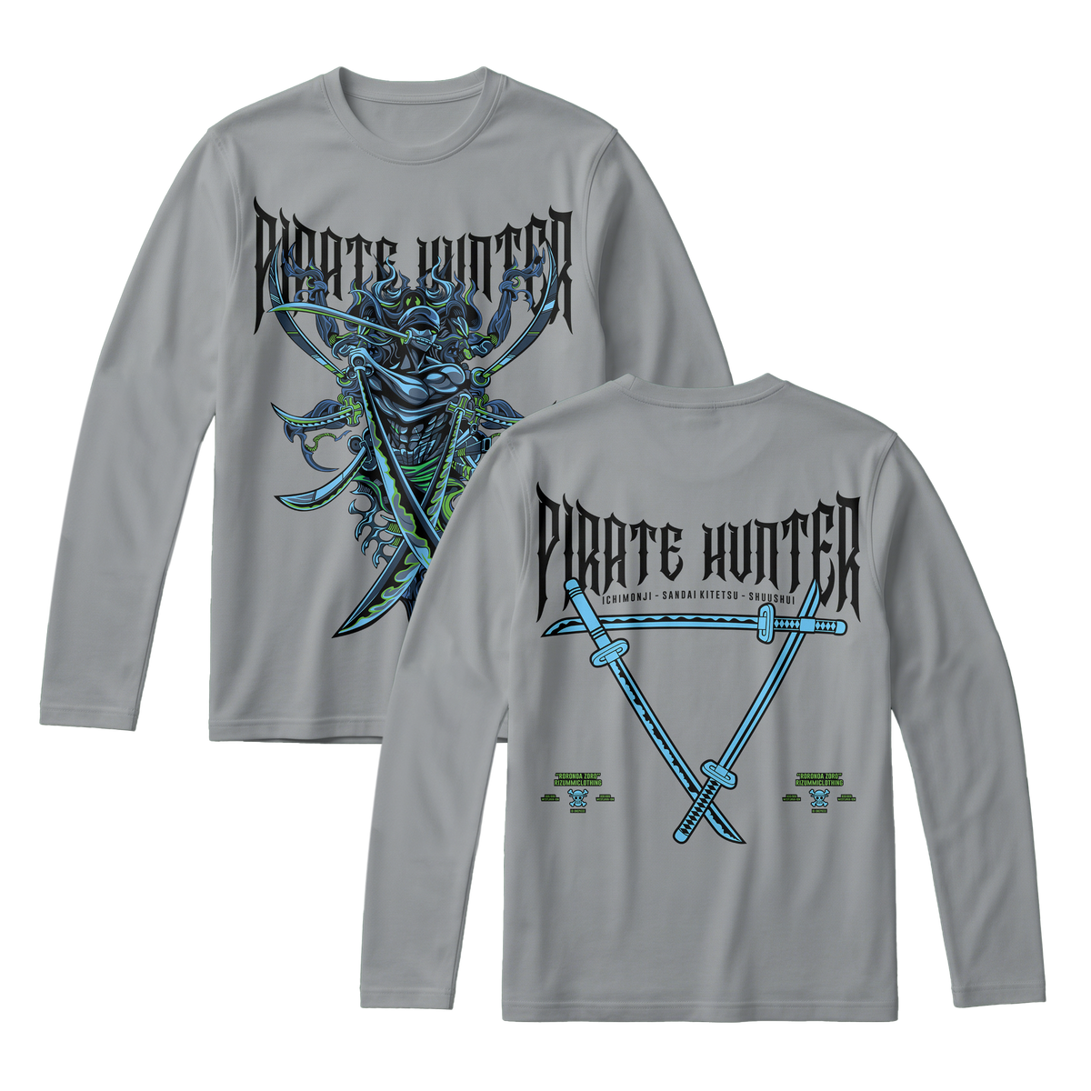 Anime One Piece Roronoa Zoro Pirates Hunter Long Sleeve Tee - RZM010