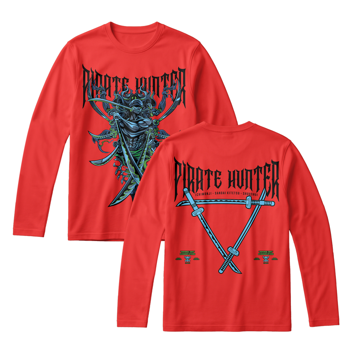 Anime One Piece Roronoa Zoro Pirates Hunter Long Sleeve Tee - RZM010