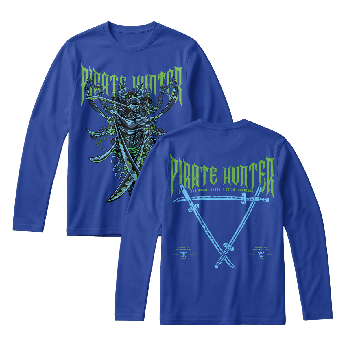 Anime One Piece Roronoa Zoro Pirates Hunter Long Sleeve Tee - RZM010