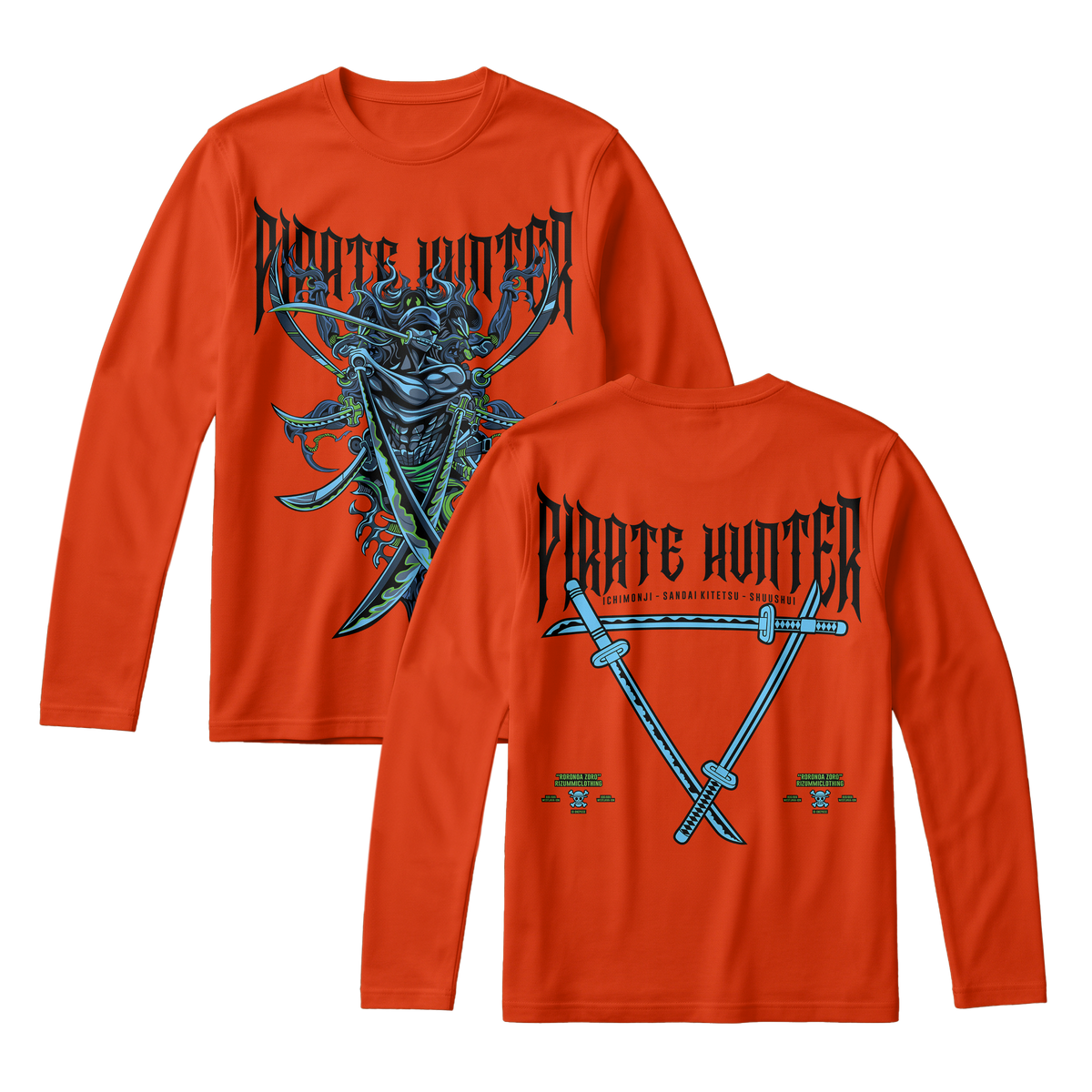 Anime One Piece Roronoa Zoro Pirates Hunter Long Sleeve Tee - RZM010