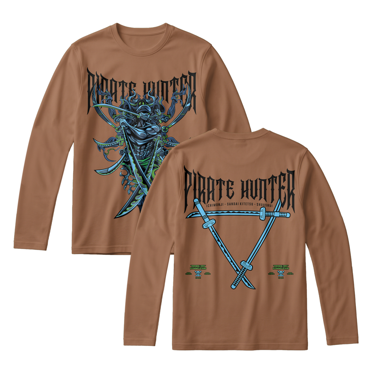 Anime One Piece Roronoa Zoro Pirates Hunter Long Sleeve Tee - RZM010