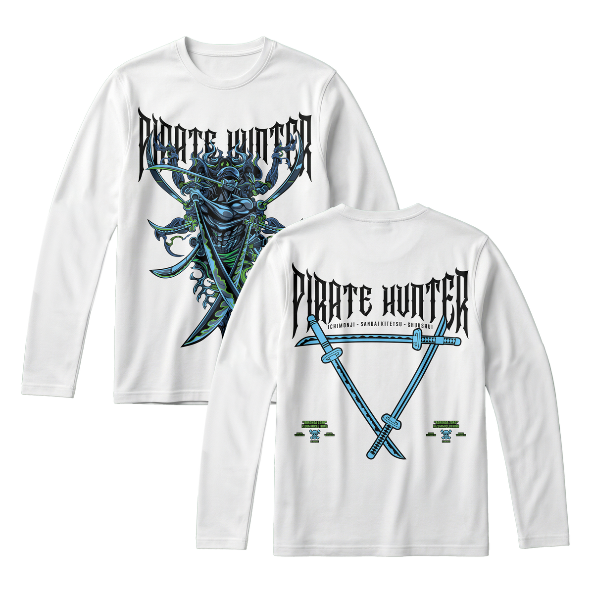 Anime One Piece Roronoa Zoro Pirates Hunter Long Sleeve Tee - RZM010
