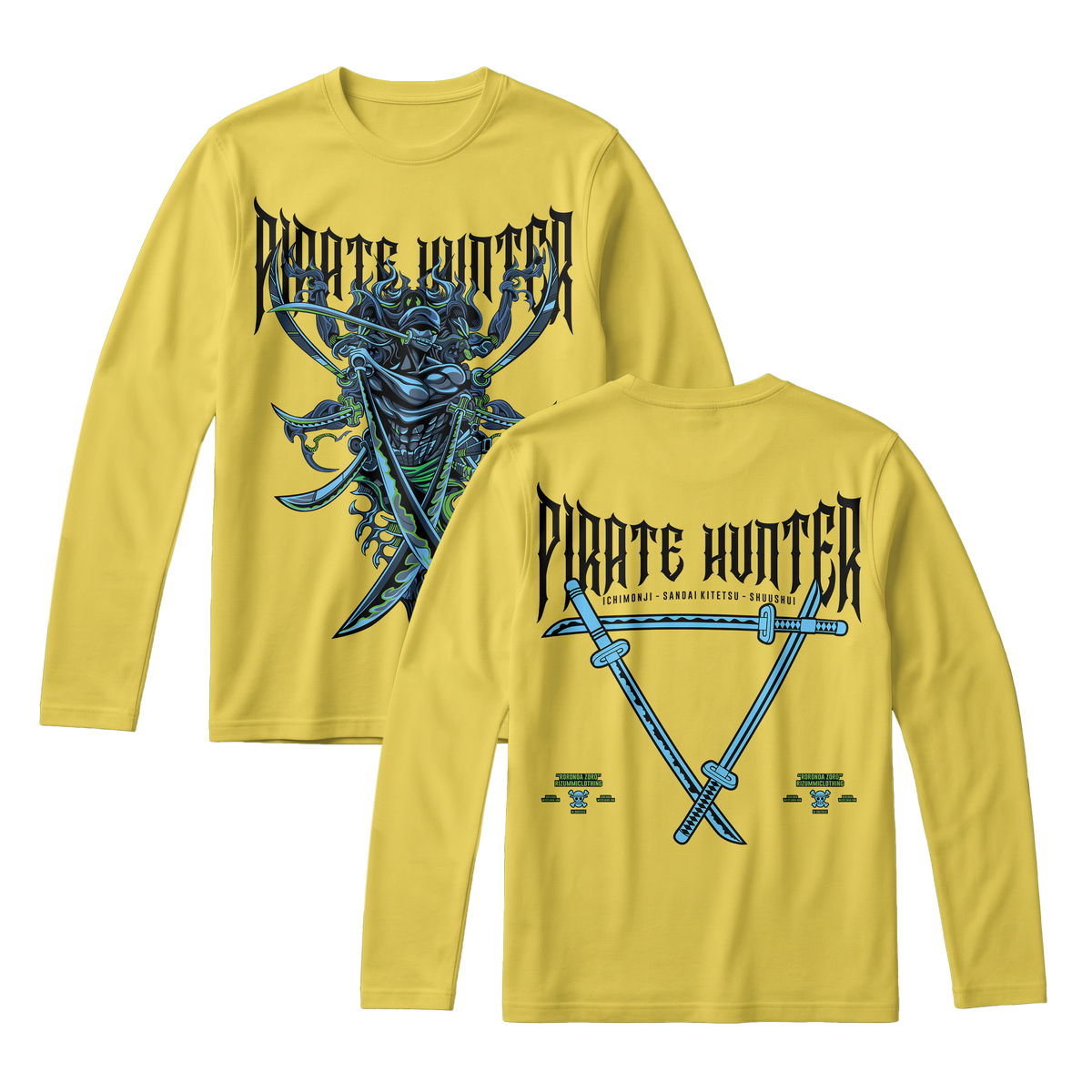 Anime One Piece Roronoa Zoro Pirates Hunter Long Sleeve Tee - RZM010