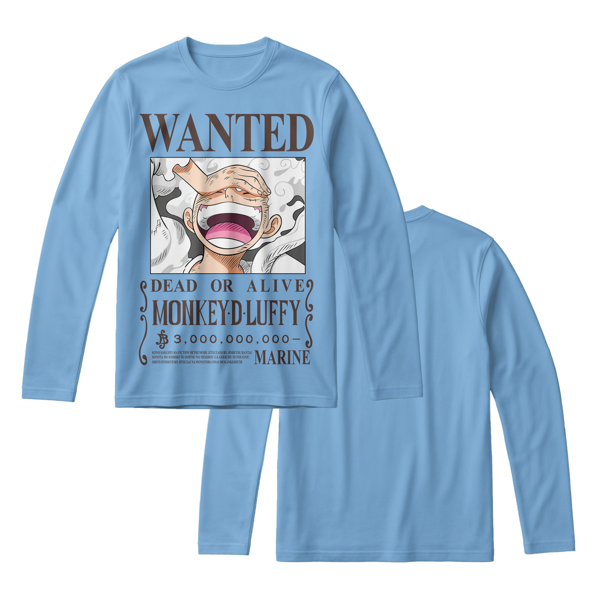 Anime One Piece Wanted Monkey D. Luffy Gear 5 Long Sleeve Tee - RZM012