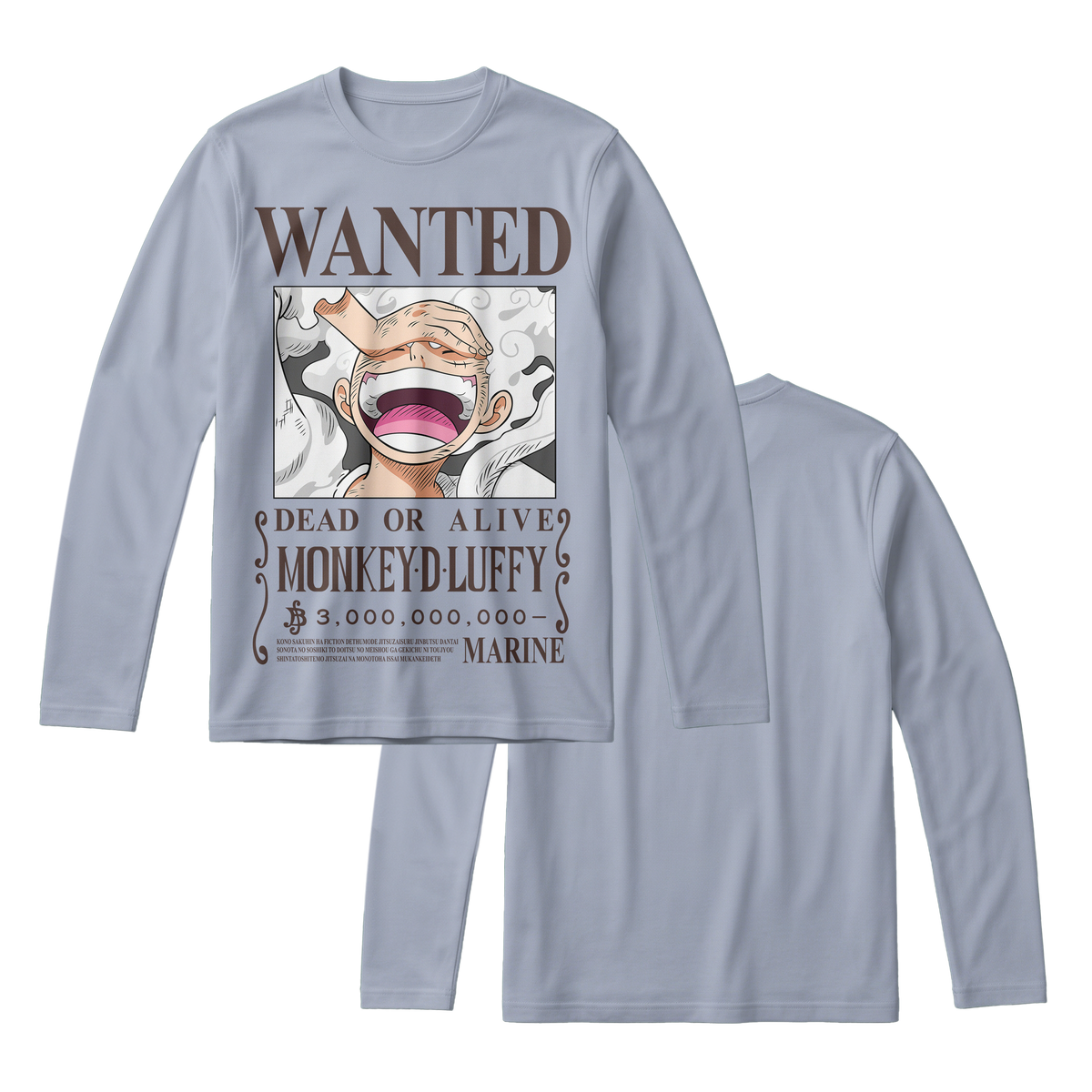 Anime One Piece Wanted Monkey D. Luffy Gear 5 Long Sleeve Tee - RZM012