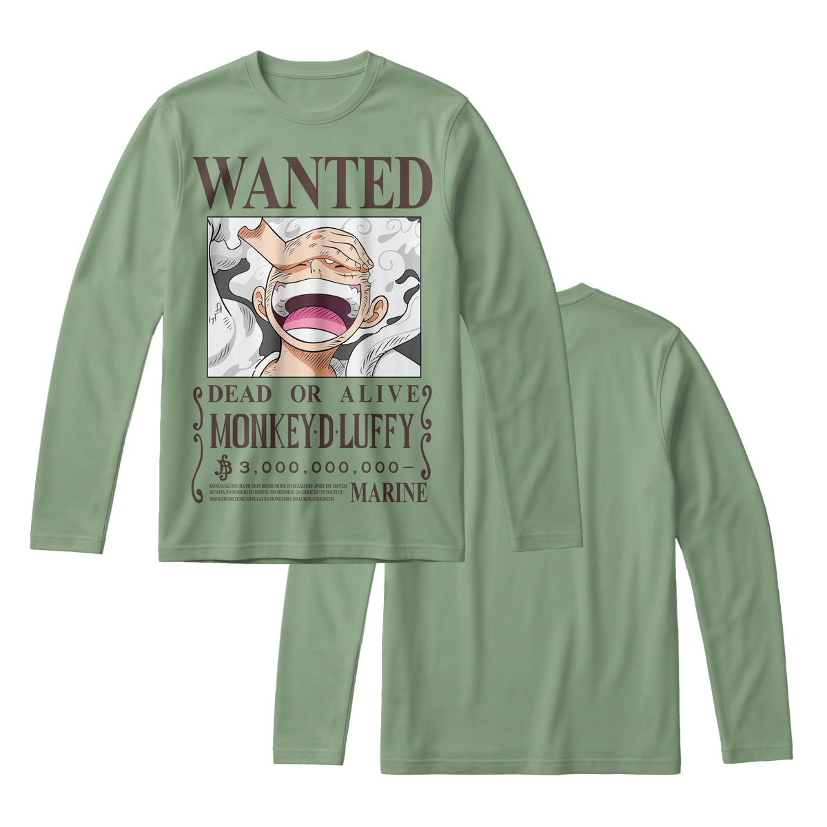 Anime One Piece Wanted Monkey D. Luffy Gear 5 Long Sleeve Tee - RZM012