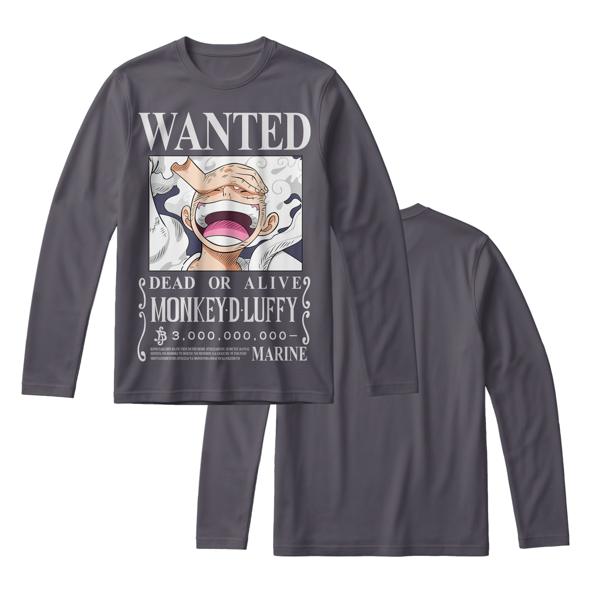 Anime One Piece Wanted Monkey D. Luffy Gear 5 Long Sleeve Tee - RZM012