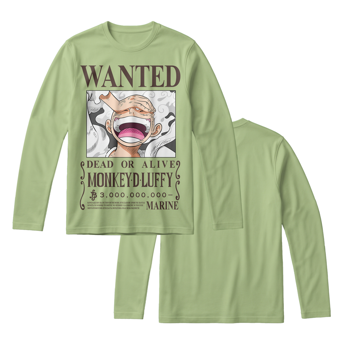 Anime One Piece Wanted Monkey D. Luffy Gear 5 Long Sleeve Tee - RZM012