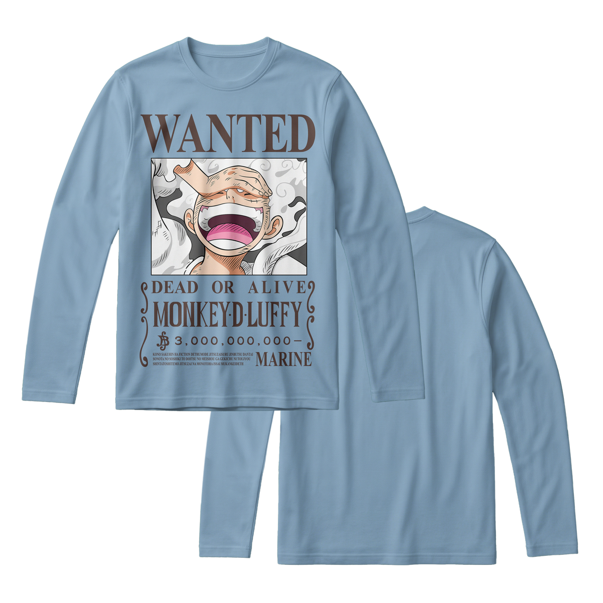 Anime One Piece Wanted Monkey D. Luffy Gear 5 Long Sleeve Tee - RZM012
