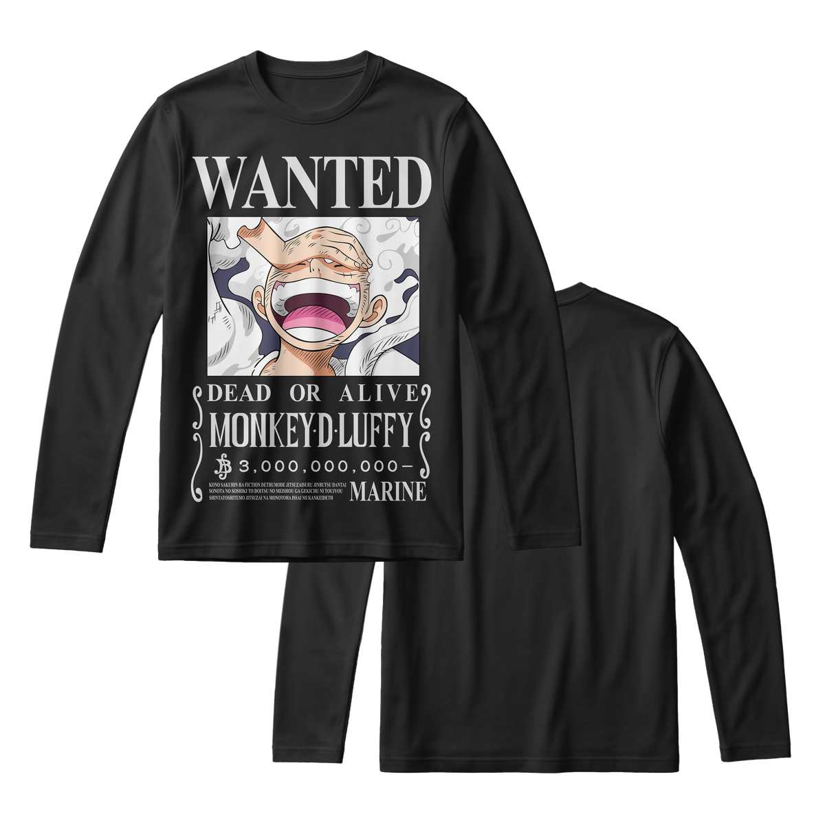 Anime One Piece Wanted Monkey D. Luffy Gear 5 Long Sleeve Tee - RZM012