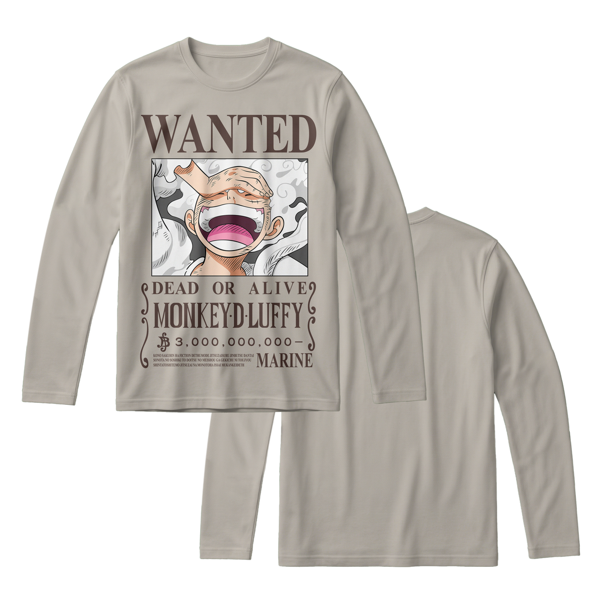 Anime One Piece Wanted Monkey D. Luffy Gear 5 Long Sleeve Tee - RZM012