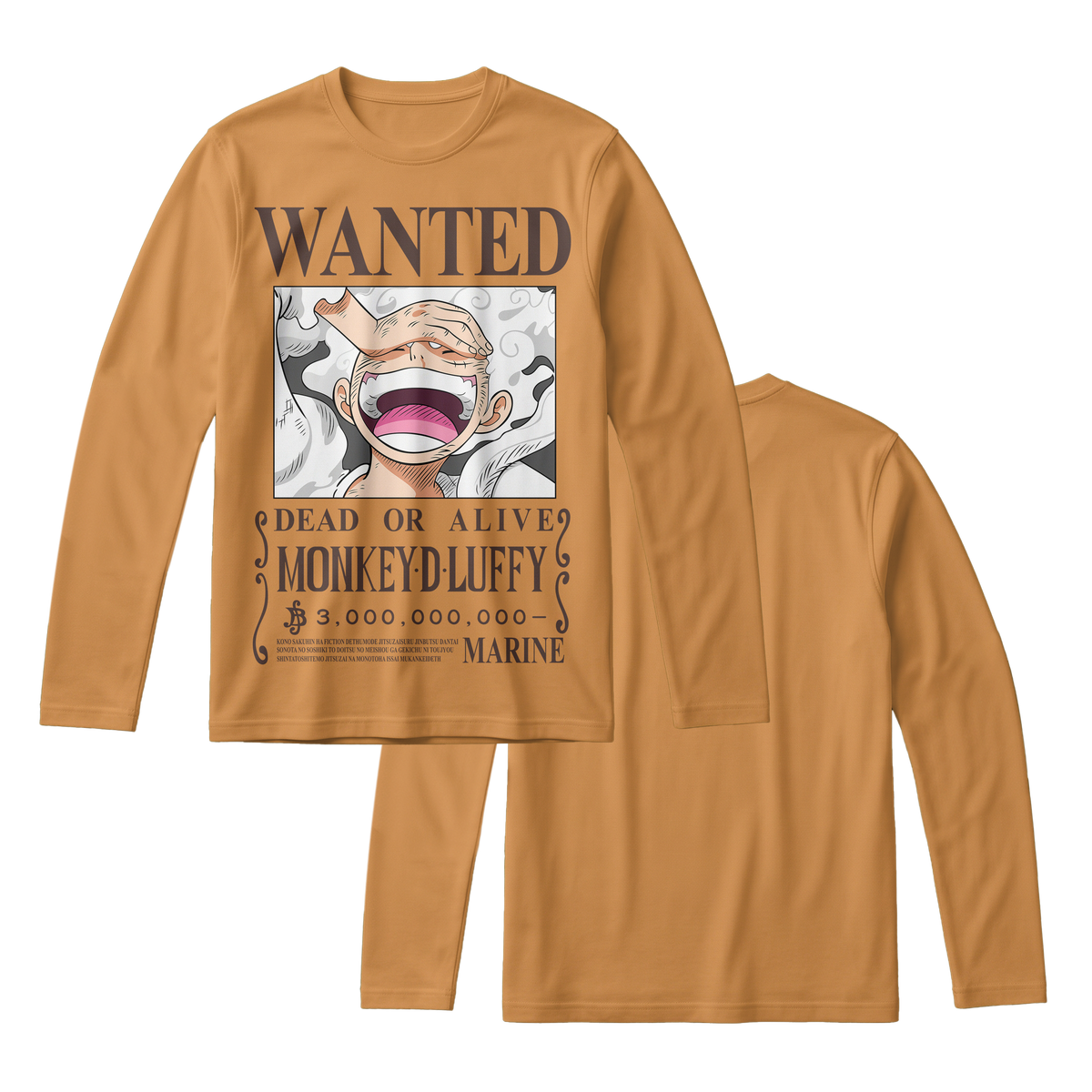 Anime One Piece Wanted Monkey D. Luffy Gear 5 Long Sleeve Tee - RZM012
