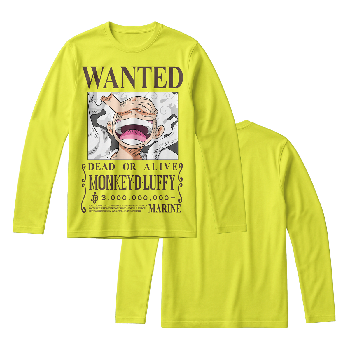 Anime One Piece Wanted Monkey D. Luffy Gear 5 Long Sleeve Tee - RZM012