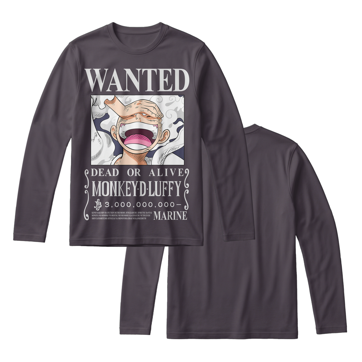 Anime One Piece Wanted Monkey D. Luffy Gear 5 Long Sleeve Tee - RZM012