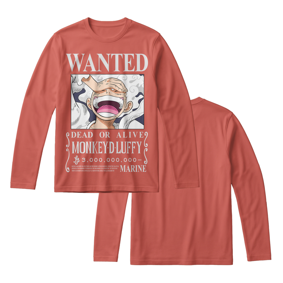 Anime One Piece Wanted Monkey D. Luffy Gear 5 Long Sleeve Tee - RZM012