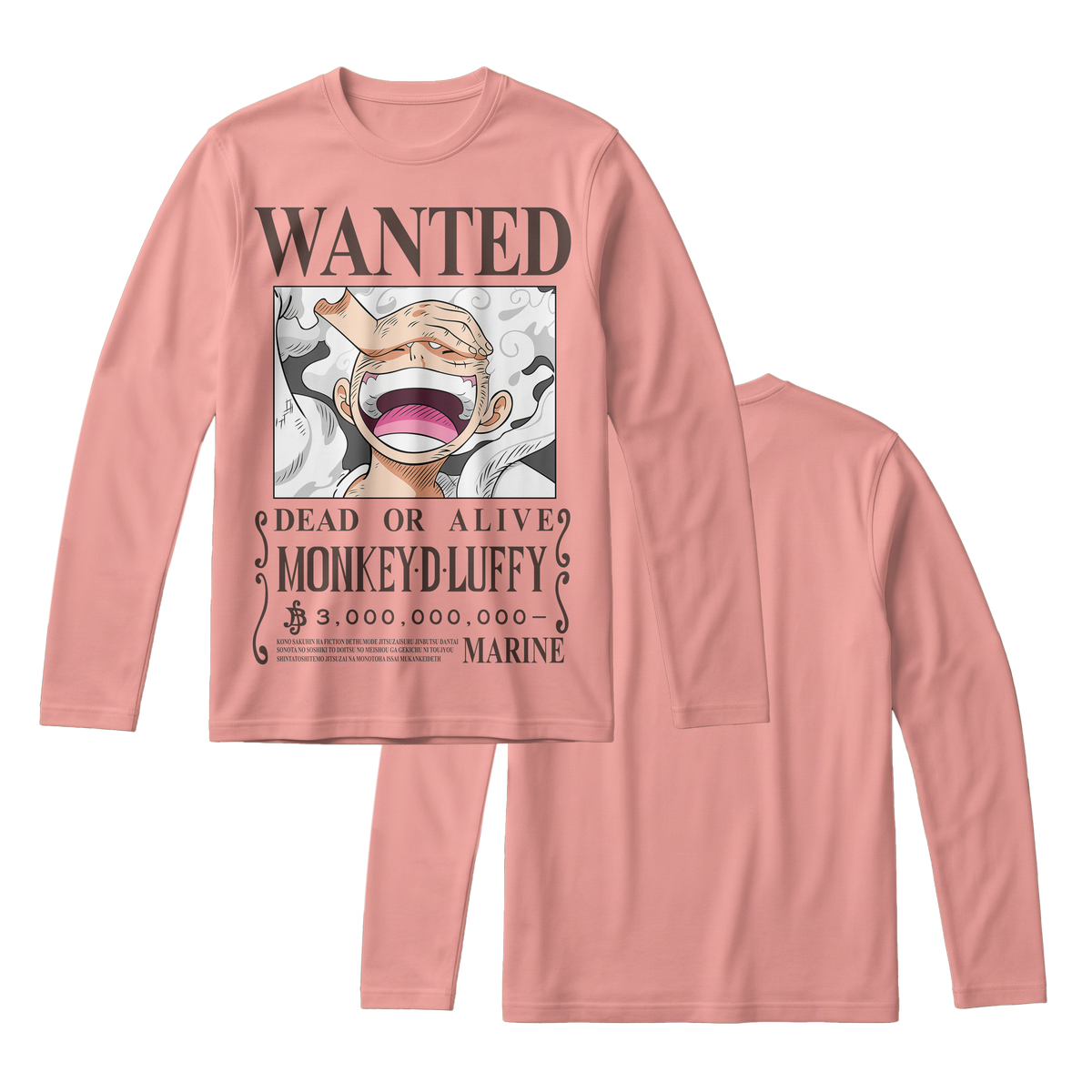 Anime One Piece Wanted Monkey D. Luffy Gear 5 Long Sleeve Tee - RZM012