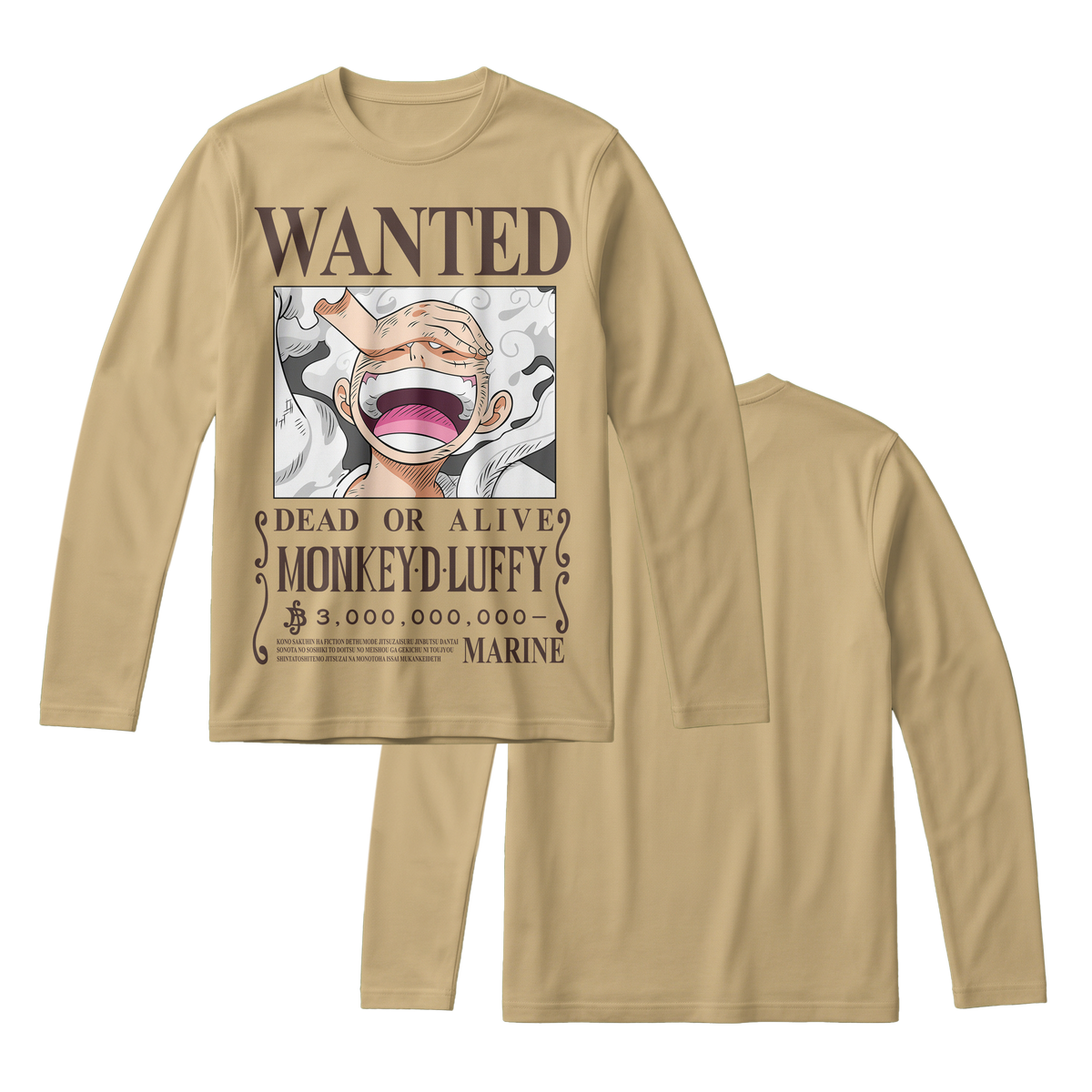 Anime One Piece Wanted Monkey D. Luffy Gear 5 Long Sleeve Tee - RZM012