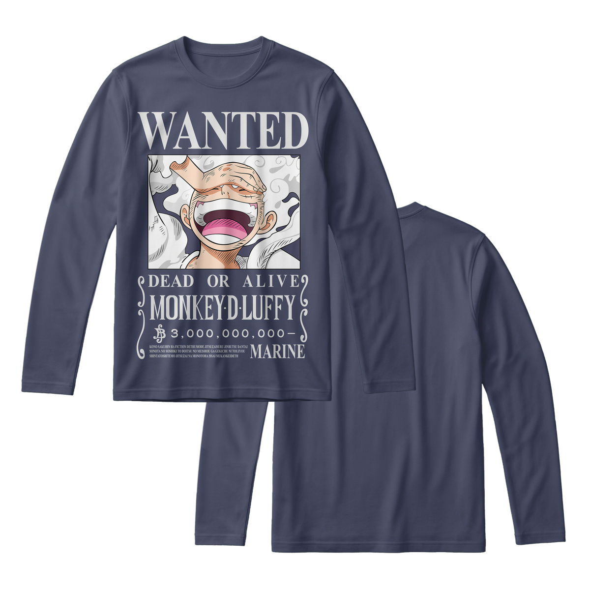 Anime One Piece Wanted Monkey D. Luffy Gear 5 Long Sleeve Tee - RZM012