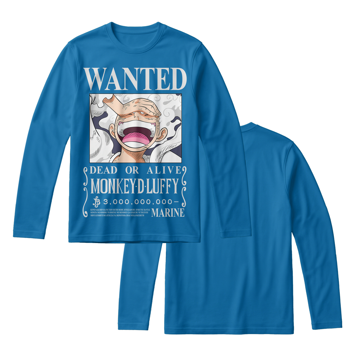 Anime One Piece Wanted Monkey D. Luffy Gear 5 Long Sleeve Tee - RZM012