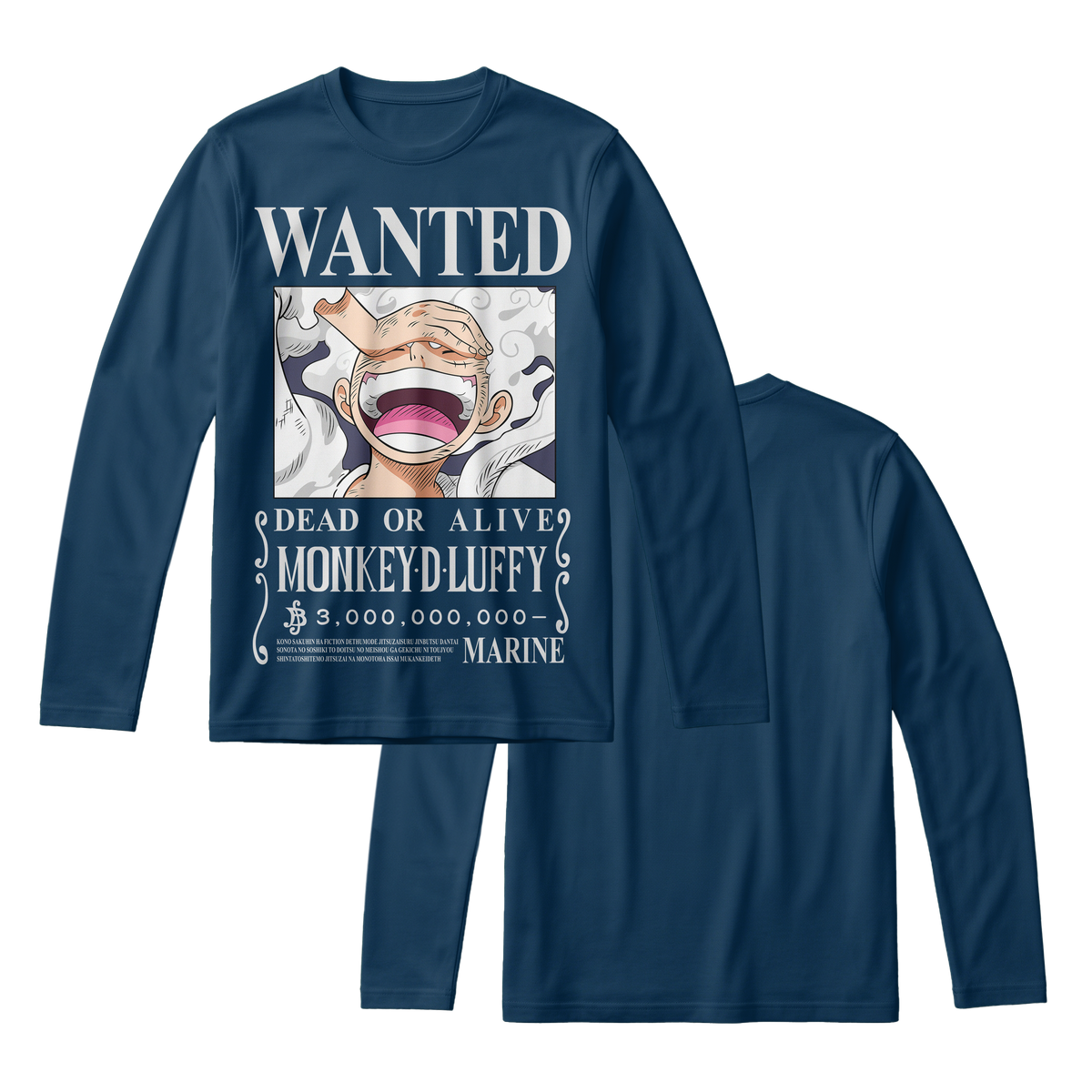Anime One Piece Wanted Monkey D. Luffy Gear 5 Long Sleeve Tee - RZM012