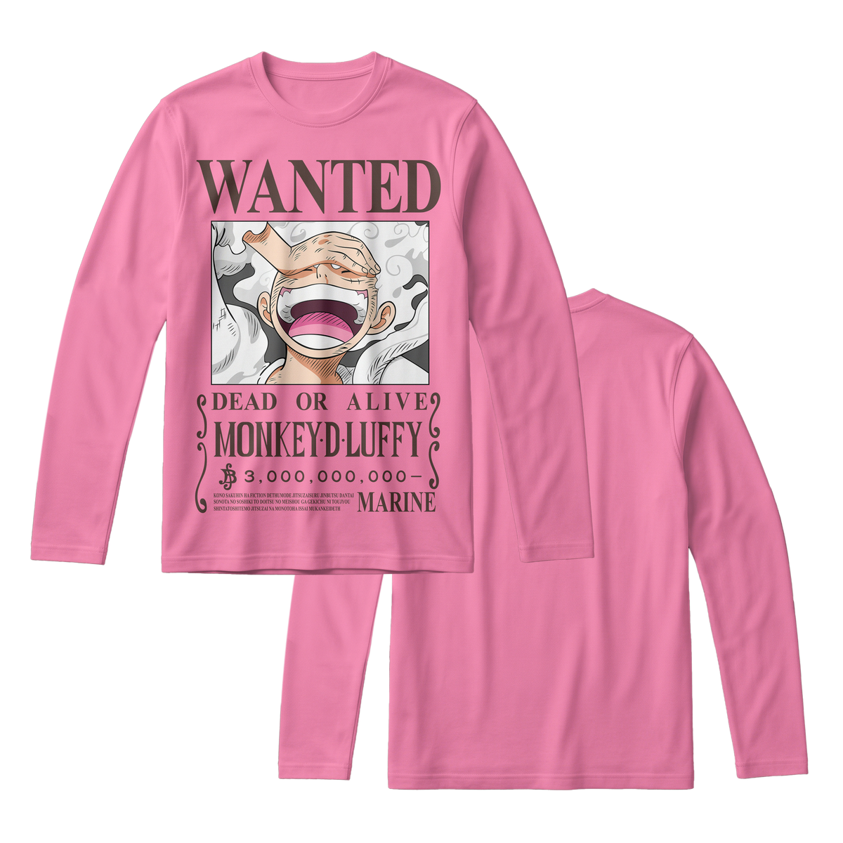 Anime One Piece Wanted Monkey D. Luffy Gear 5 Long Sleeve Tee - RZM012
