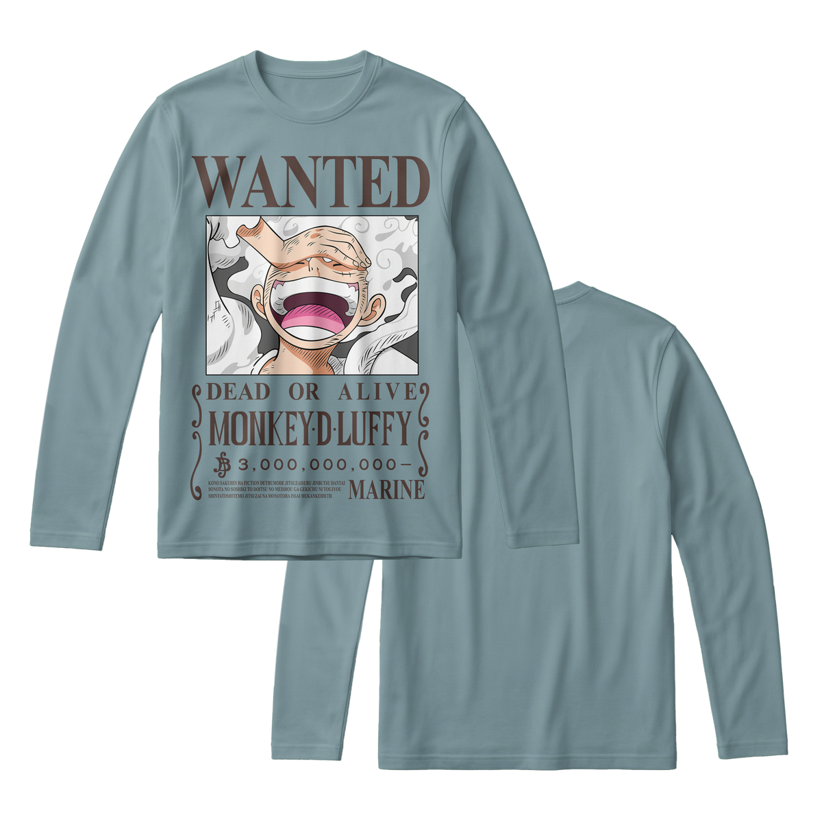 Anime One Piece Wanted Monkey D. Luffy Gear 5 Long Sleeve Tee - RZM012