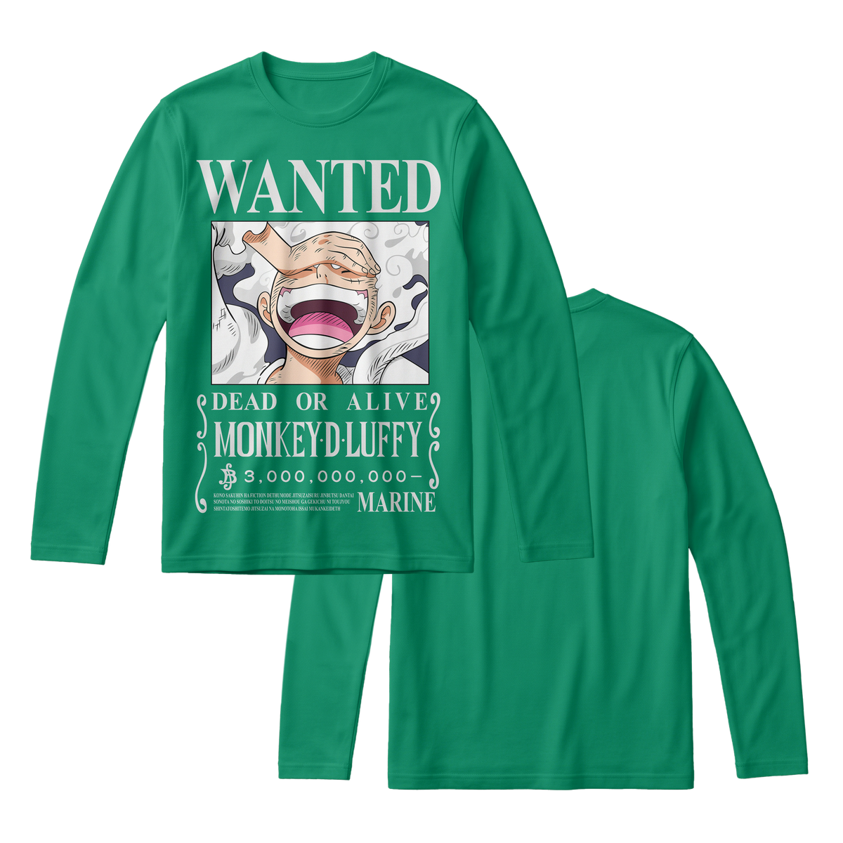 Anime One Piece Wanted Monkey D. Luffy Gear 5 Long Sleeve Tee - RZM012