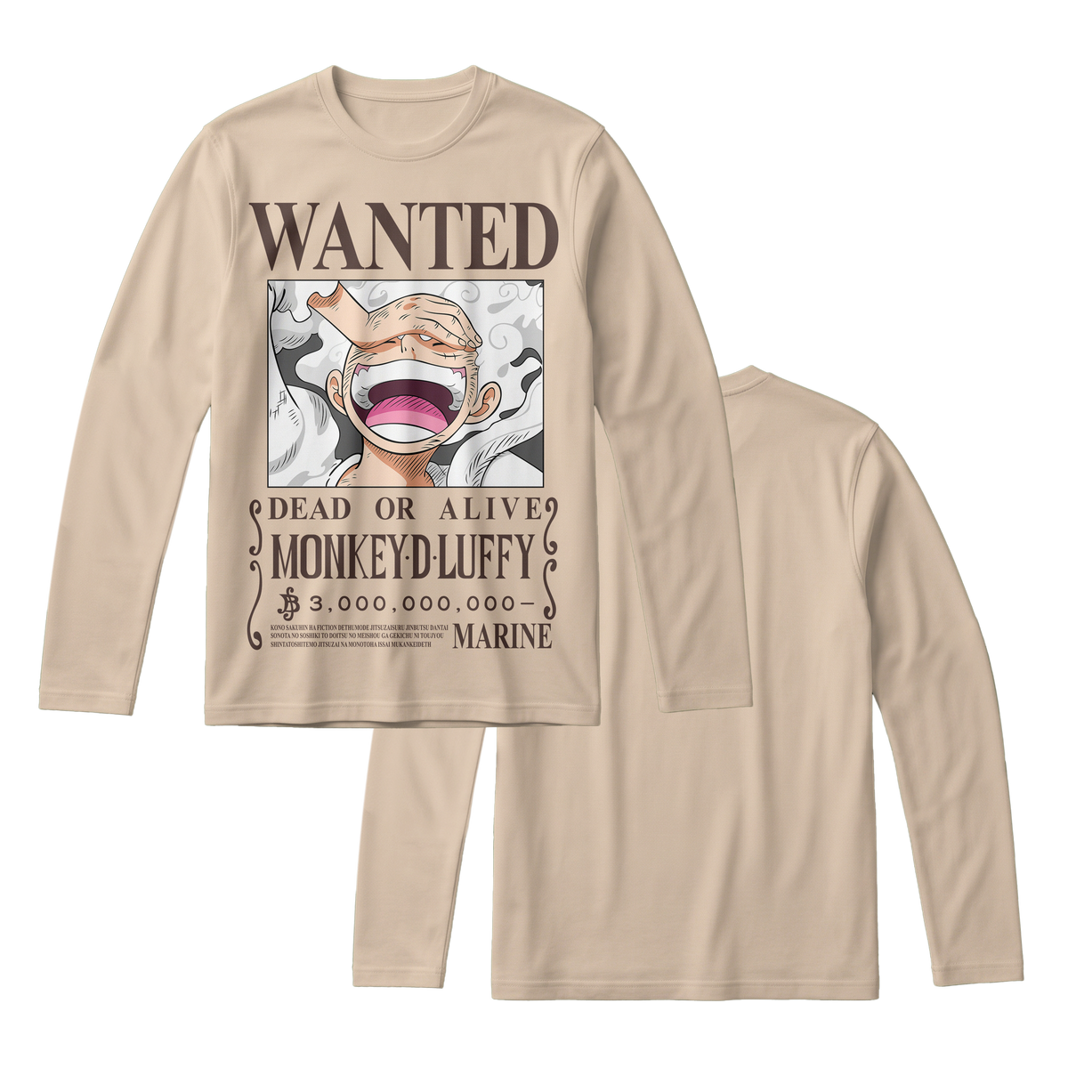 Anime One Piece Wanted Monkey D. Luffy Gear 5 Long Sleeve Tee - RZM012