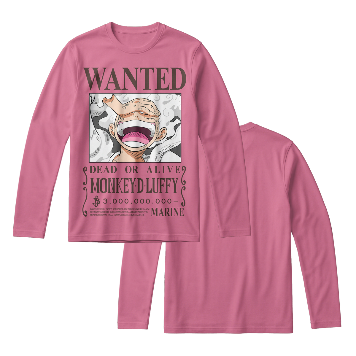 Anime One Piece Wanted Monkey D. Luffy Gear 5 Long Sleeve Tee - RZM012