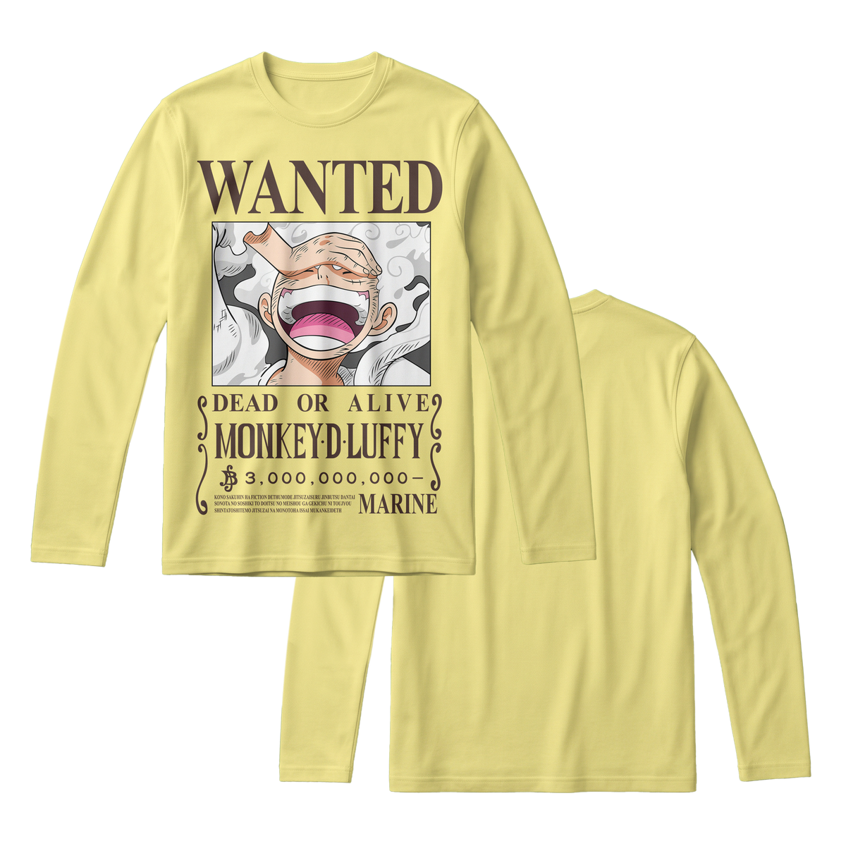 Anime One Piece Wanted Monkey D. Luffy Gear 5 Long Sleeve Tee - RZM012