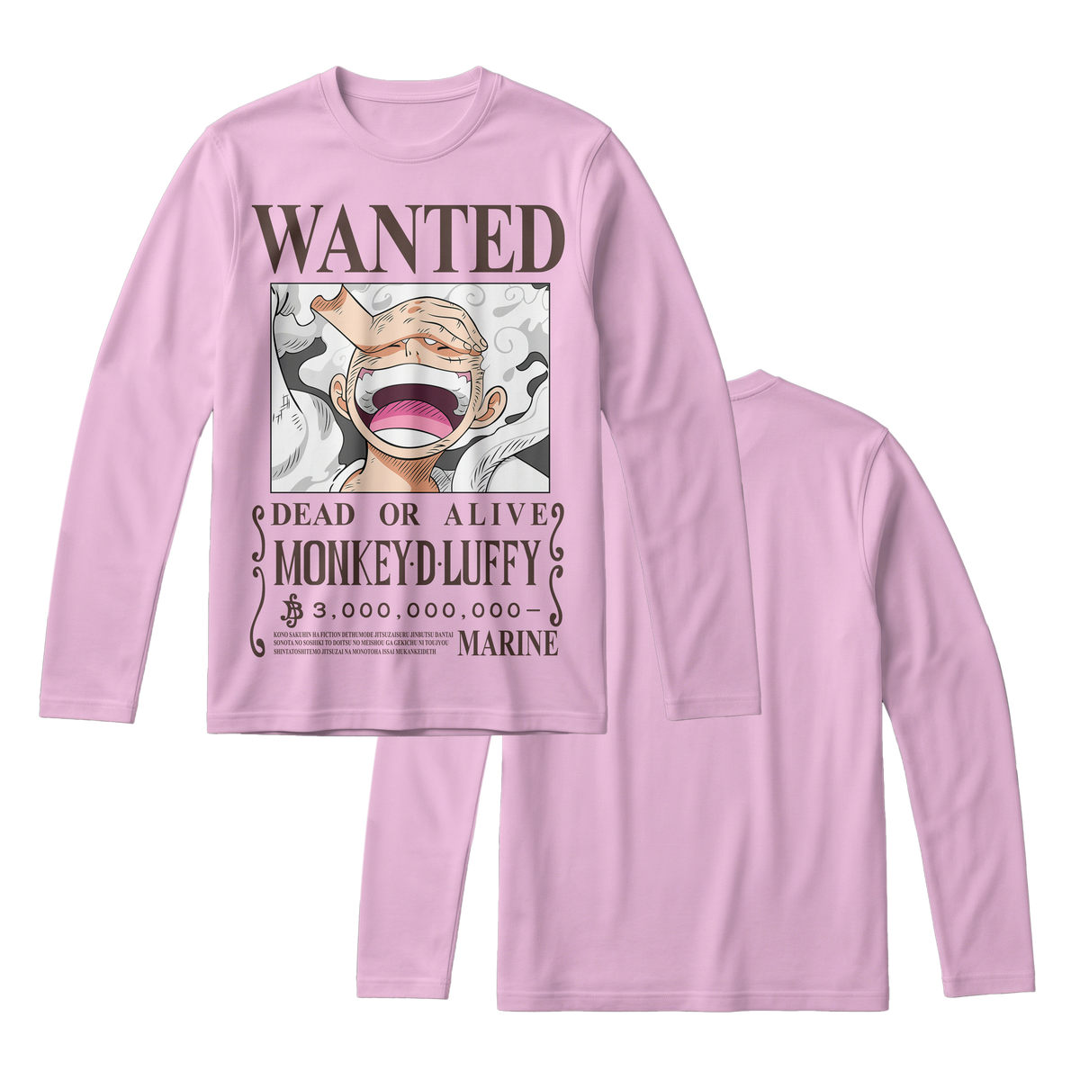 Anime One Piece Wanted Monkey D. Luffy Gear 5 Long Sleeve Tee - RZM012