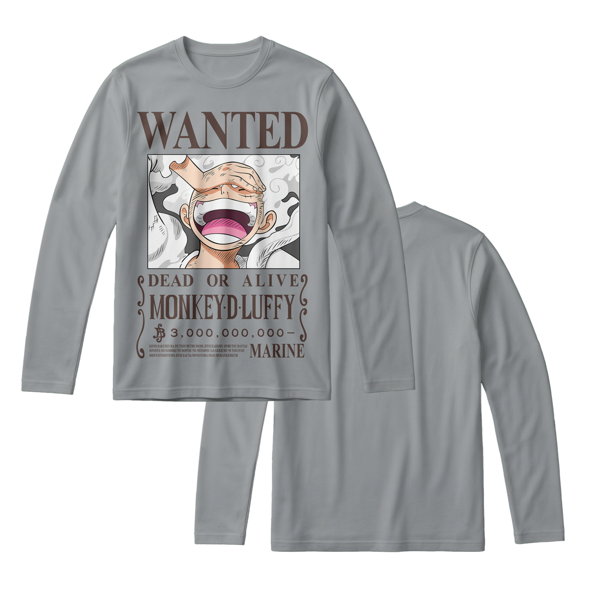 Anime One Piece Wanted Monkey D. Luffy Gear 5 Long Sleeve Tee - RZM012